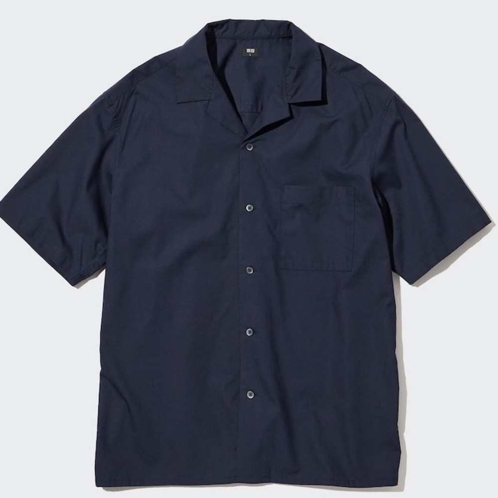 Uniqlo Open Collar Short Sleeve Shirt in Blue - Size M - Picture 1 of 4